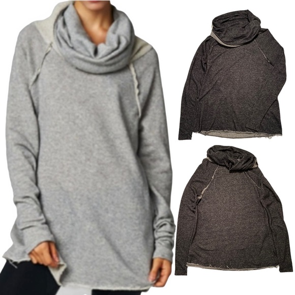 12 Pm By Mon Ami Tops - Mon Ami Dark Charcoal Gray Cowl Neck Knit Top